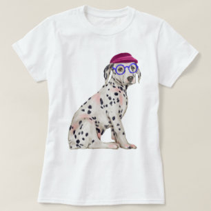 Räcka-målat rusa den Dalmatian prickiga hunden Tee Shirt