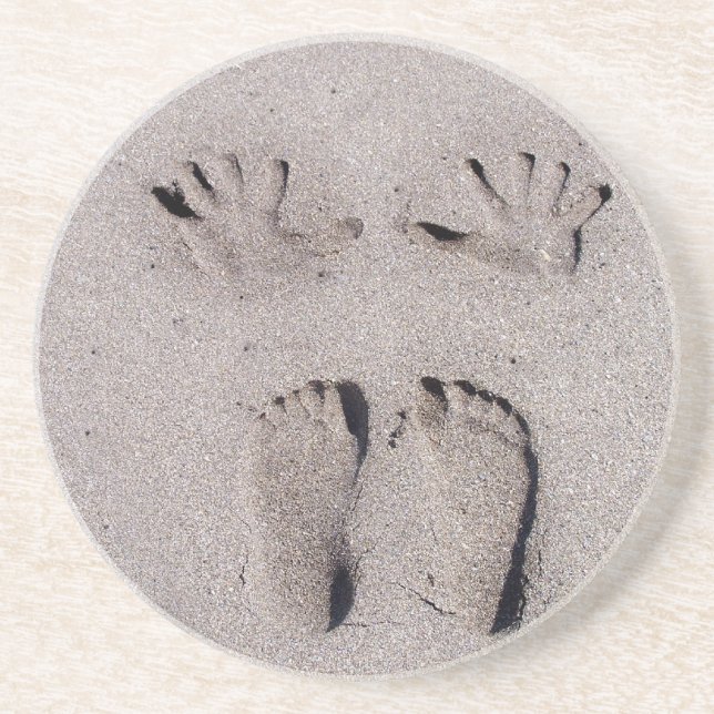 Räcka och fot tryck i Florida strandsand Underlägg (Framsidan)