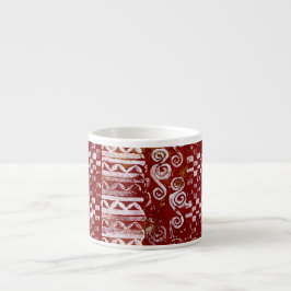 Räcka sned mönster på röd kanfas espressomugg