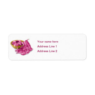 Räcka sticka Fuchsia Chenillegarn Returadress Etikett