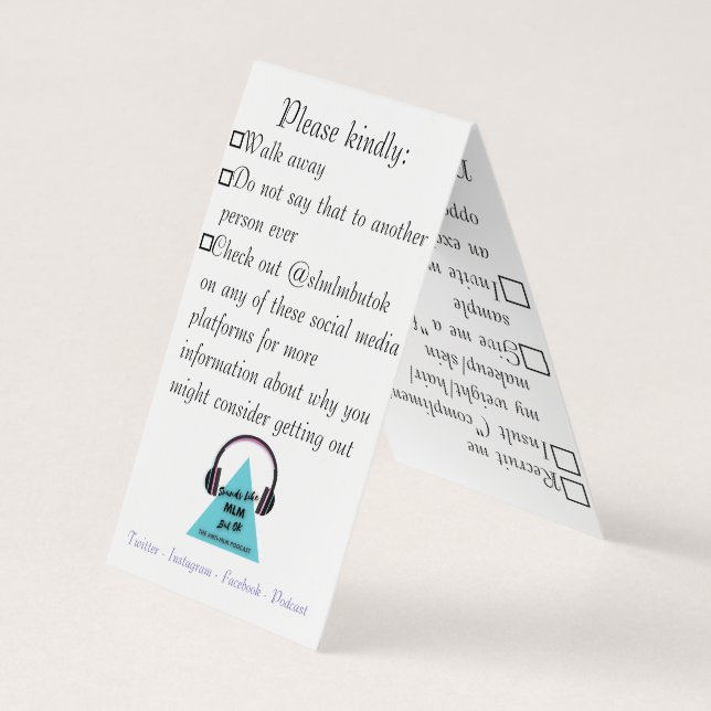 Räcka-ut kontrollistakortet visitkort (Baksida)