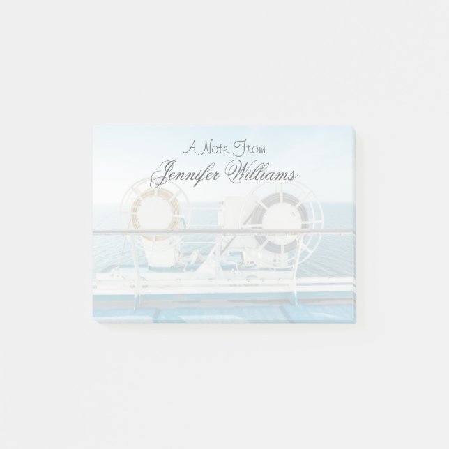 Räcke av en kryssningfrakt post-it block (Framsida)