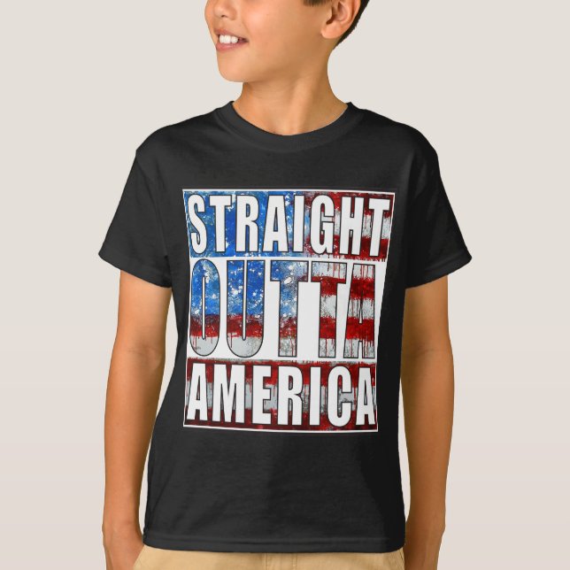Räcker rakt ut ur Amerika T Shirt (Framsida)