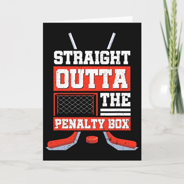 Räcker Rätt Ut Ur Straffboxen Rolig Hockeyspelare Kort (Framsida)