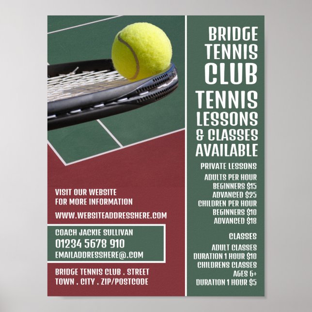 Racket & Boll, Tennis Lessons/Classes Advertising Poster (Framsidan)