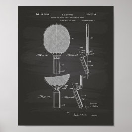 Racket Bord Tennis 1939 Patent Art - Chalkboard Poster