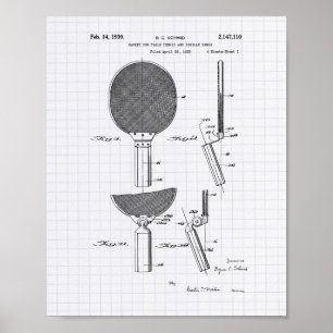 Racket Bord tennis 1939 Patent Art - Lintade Poster