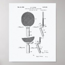 Racket Bord Tennis 1939 Patent Art - White Papper Poster