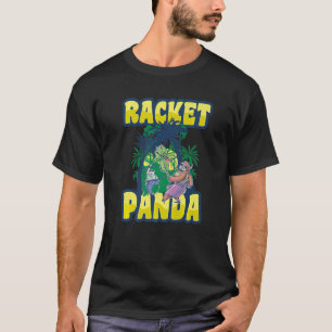 Racket Panda Graphic Badminton Player Shuttlecock T Shirt