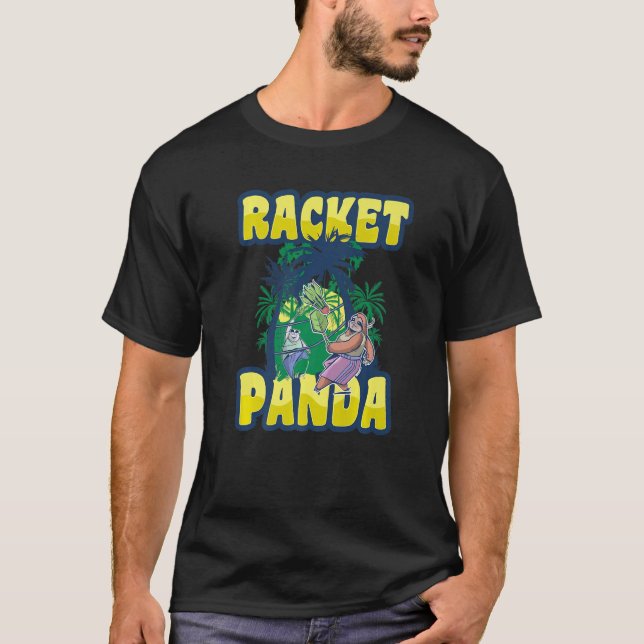 Racket Panda Graphic Badminton Player Shuttlecock T Shirt (Framsida)