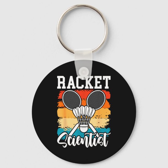 Racket Scientist - Badmintonspelare Atlet Fjäderbo Nyckelring (Framsida)