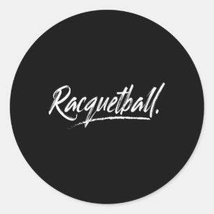 Racketboll och i ett aggressivt ansikte runt klistermärke