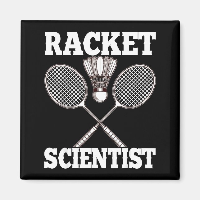 Racketforskare Rolig Badminton  Magnet (Framsidan)