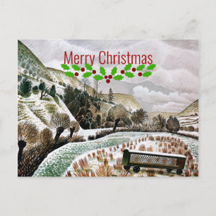Räckfisk - nyår Snö - God jul Vykort