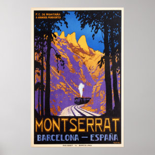 Rackjärnvägar i MONTSERRAT Barcelona Espana Travel Poster