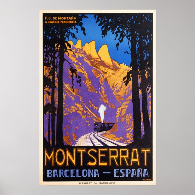 Rackjärnvägar i MONTSERRAT Barcelona Espana Travel Poster (Framsidan)