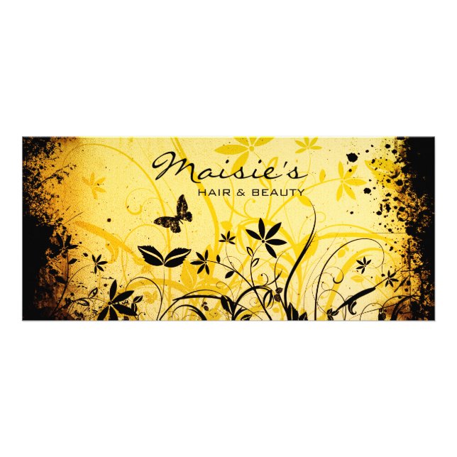 Rackkort för blommigt Grunge Reklamkort (Framsidan)