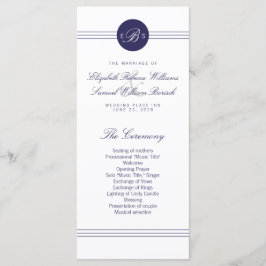 Rackkort för chic Navy Blue White Monogram Program