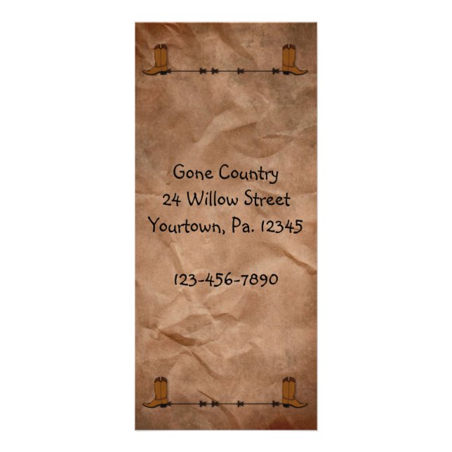 Rackkort för Cowboy Boots Reklamkort (Framsidan)