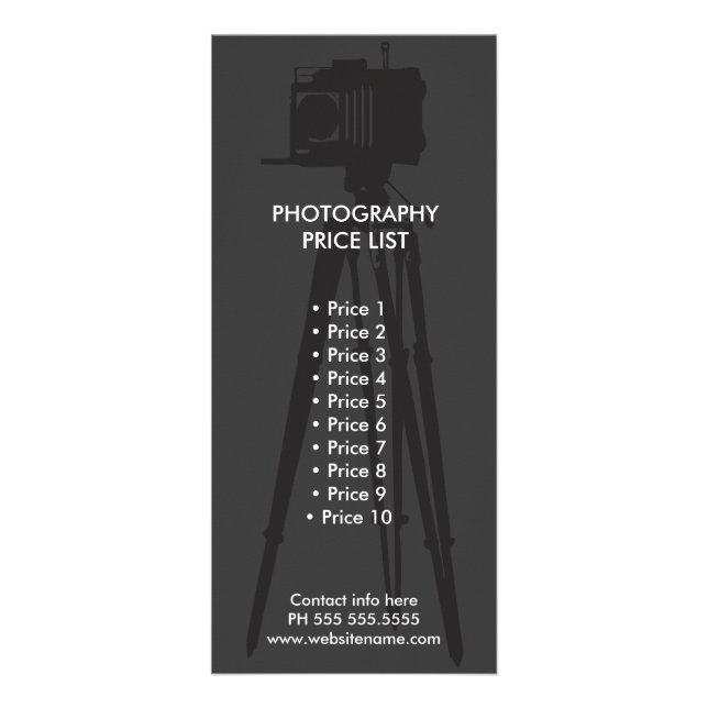 Rackkort för fotograf reklamkort (Framsidan)