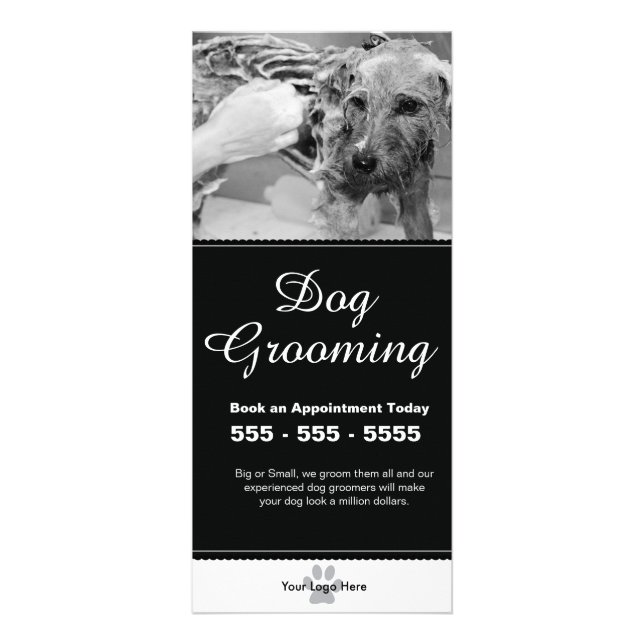 Rackkort för hund-grooming - anpassningsbart reklamkort (Framsidan)