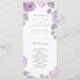 Rackkort för Lilac Watercolor Ro Bröllopsprogram Program