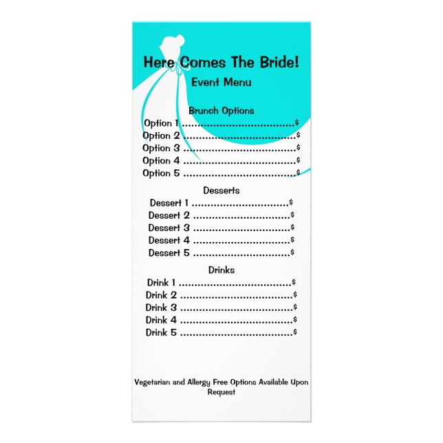 Rackkort för möhippa-menyn reklamkort (Framsidan)