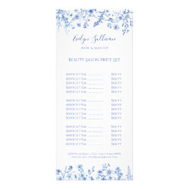 Rackkort för pris lista över blåa vilda blommor i  reklamkort