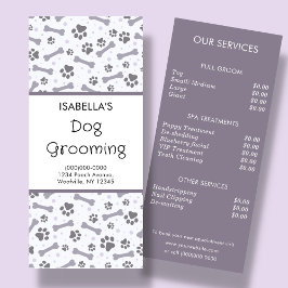 Rackkort för Pris lista över hund Grooming-tjänst Reklamkort