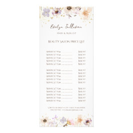 Rackkort för pris lista över torkade blommor reklamkort