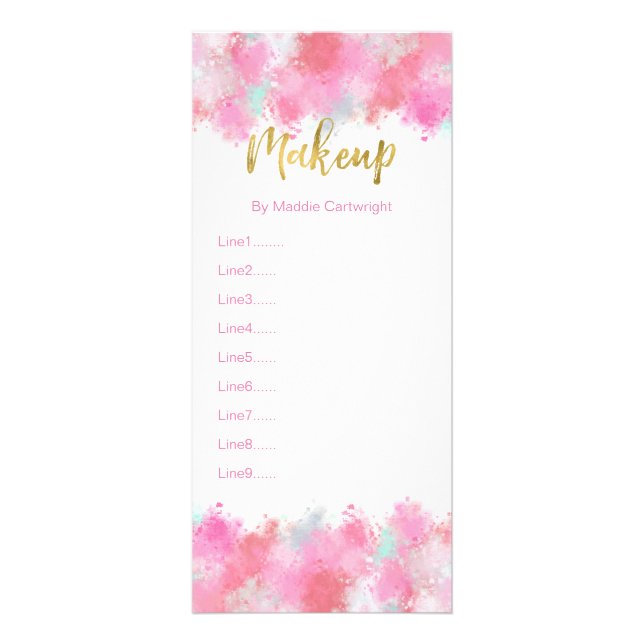 Rackkort för  Rosa Makeup Reklamkort (Framsidan)