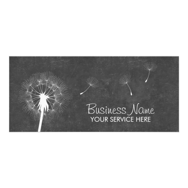 Rackkort för snyggt Chalkboard Dandelion Reklamkort (Framsidan)