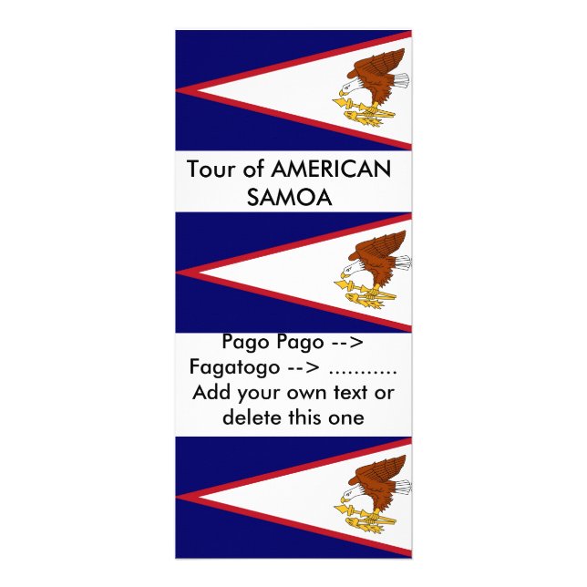 Rackkort med amerikanska Samoas Flagga, USA Reklamkort (Framsidan)