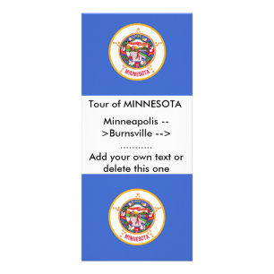 Rackkort med Flagga av Minnesota, USA Reklamkort