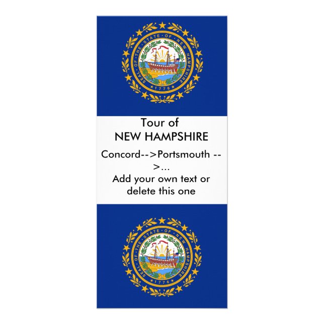 Rackkort med Flagga av New Hampshire, USA Reklamkort (Framsidan)