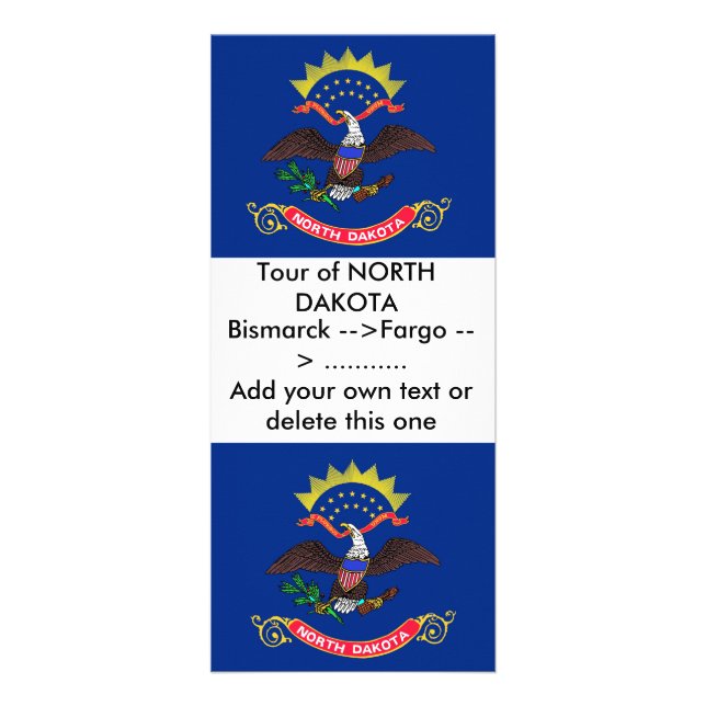 Rackkort med Flagga av North Dakota, USA Reklamkort (Framsidan)