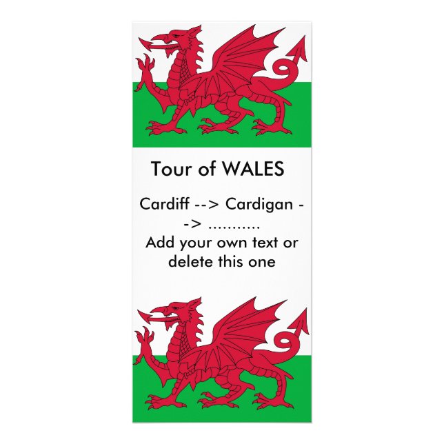 Rackkort med Flagga av Wales Reklamkort (Framsidan)