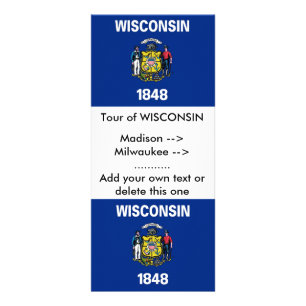 Rackkort med Flagga av Wisconsin, USA Reklamkort