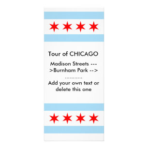 Rackkort med Flagga of Chicago, Illinois, USA Reklamkort