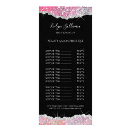 Rackkort med mousserande pris rosa glitter reklamkort