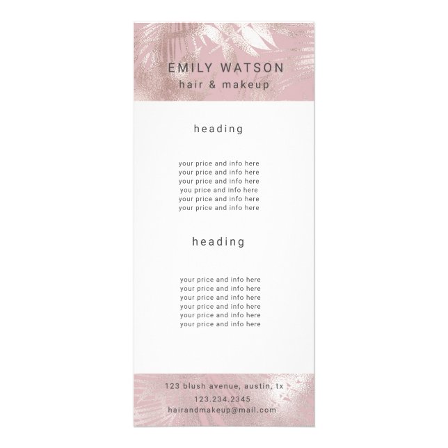 Rackkort med salonfaux foil tropical reklamkort (Framsidan)