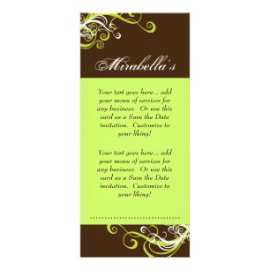 Rackkort Swirl Salon Spa Lime Green Brown Reklamkort