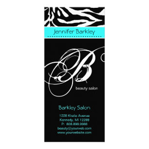 Rackkort Zebra Beauty Salon Spa Turquoise Blue Reklamkort