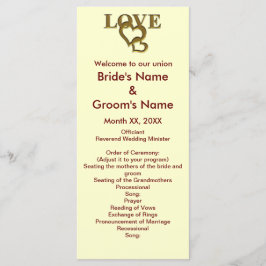 Rackkortet Kärlek Hearts och Röd ros Bröllop Program