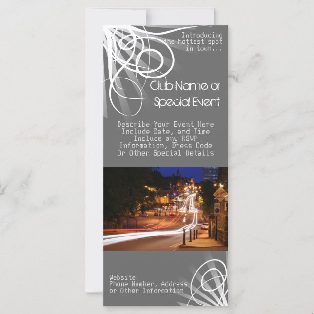 Rackkortsutskrift, Natt Klubb/Party tema (Framsida)