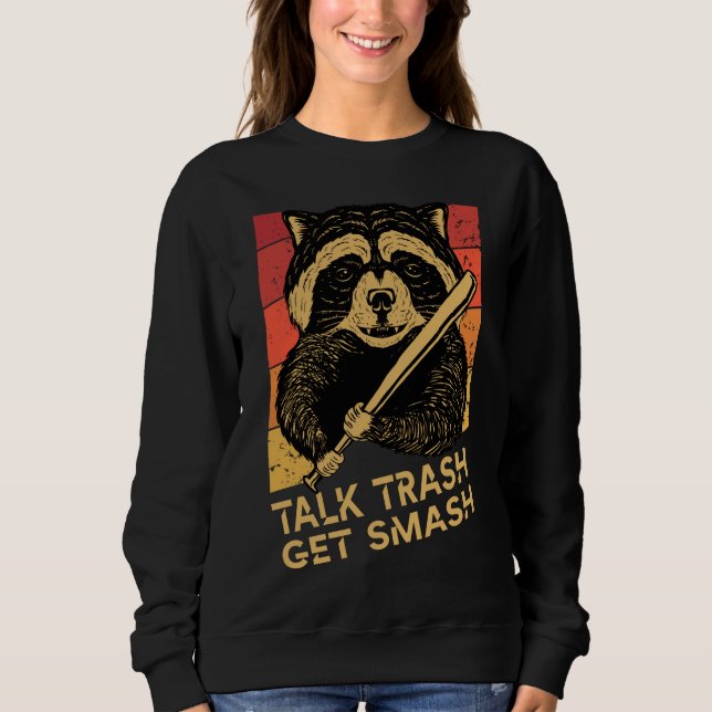 rackoon som säger Talk sopor får smash, Funny Racc T Shirt (Framsida)