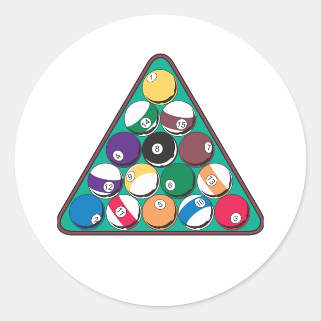 Racks Billiard Bollar Runt Klistermärke (Framsida)