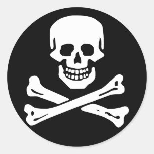 Räckviddlockklistermärke, Jolly Roger - stil 6 Runt Klistermärke