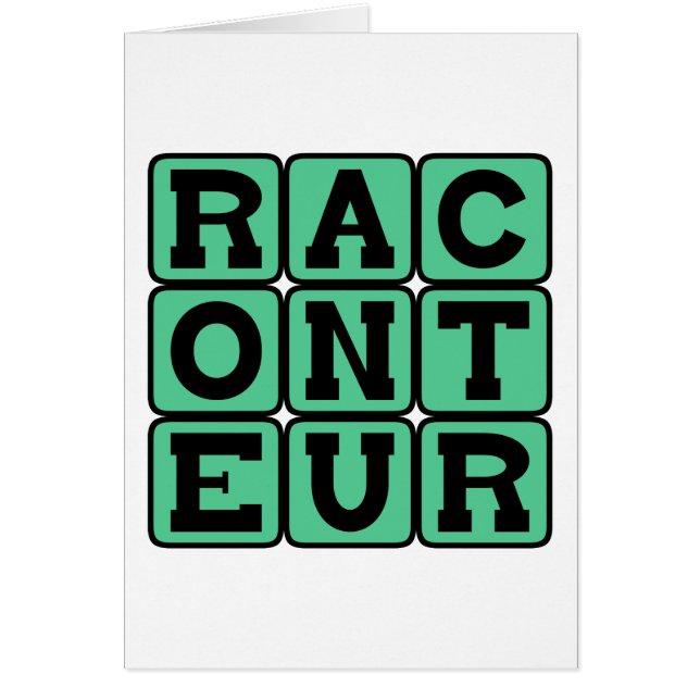 Raconteur sagoberättare hälsningskort (Framsidan)