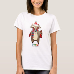 Racoon all uppklädd för jul t shirt